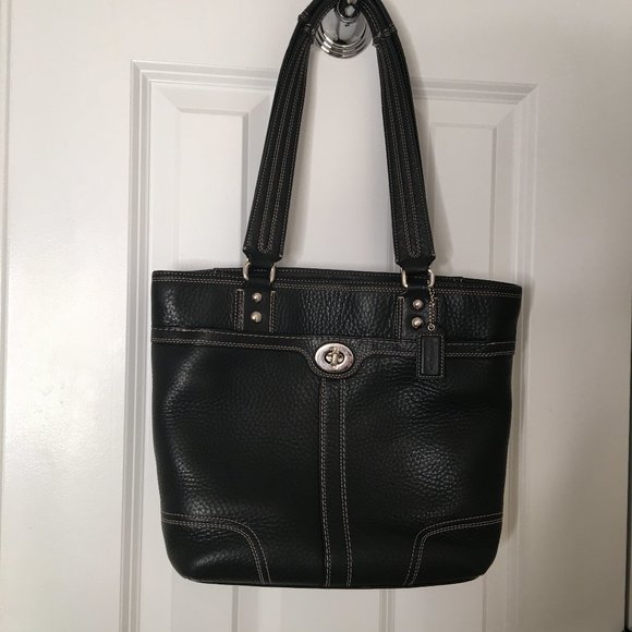 Coach Handbags - Coach Hamilton Pebbled Black Leather shoulder Bag F13959